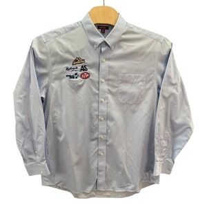 Red House Mens XL Blue Non-Iron Shirt Armor All STP Embroidered Logo Button Down